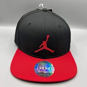 Air Jordan True Hat Men Black Red Embroidered Jumpman Snap Back Cap New Wool